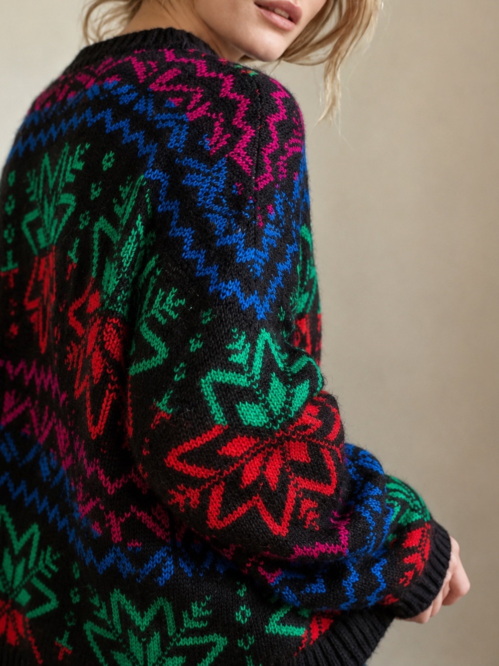 Vintage Santana Black Knit Christmas / Holiday Sweater